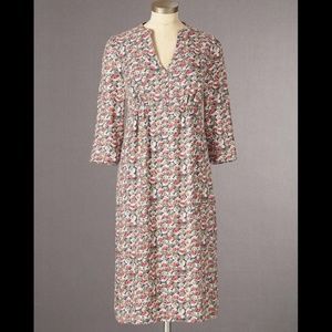 Boden Martha Dress 3/4 Sleeve Blue Bud Pattern - Sz 8R US, 12R UK